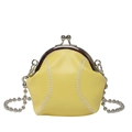 Mini yellow baseball style shell bag with silver chain strap and metal clasp - Yellow