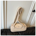 Gros plan du sac à main en cuir PU crème avec nœud décoratif et bandoulière à volants - Kaki