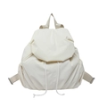 Mochila minimalista de nailon blanco crema con solapa ajustable y hebillas de plata - Blanco