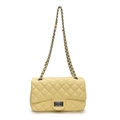 Bolso bandolera amarillo claro acolchado con cadena plateada y cierre giratorio - Amarillo