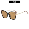 Occhiali da sole squadrati con montatura nera e beige e stanghette in metallo oro - Montatura Nera Lenti Tè (C2)