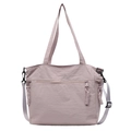 Light purple large nylon tote bag with multiple zip pockets and adjustable strap - Purple