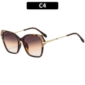 Occhiali da sole rétro quadrati tartarugati con lenti sfumate marroni e aste in metallo oro - Montatura Tartarugata Doppie Lenti Tè (C4)