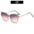 Retro square frame sunglasses with gradient purple lenses and transparent grey frame - Gray Pink Frame Gray Pink Lens (C5)