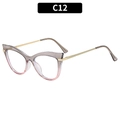 Montatura cat-eye sfumata dal grigio al rosa con stanghette in metallo oro - Montatura Grigio Rosa Lenti Trasparenti (C12)