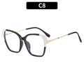 Modern black and white square frame sunglasses with slim gold metal temples C8 - Black White Frame Clear Lens (C8)