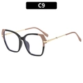 Retro square frame sunglasses in black and beige with elegant gold metal temples - Black Coffee Frame Clear Lens (C9)