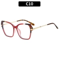 Modern square frame sunglasses with dark red gradient and tortoiseshell finish - Tea Frame Clear Lens (C10)