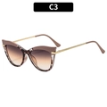 Cat-Eye-Sonnenbrille mit Leopardenmuster, Verlaufsgläsern und goldenen Metallbügeln - Khaki Schildpatt Rahmen Doppel-Tee Gläser (C3)