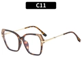 Chic square sunglasses featuring brown tortoise frames and slim gold metal temples - Tortoise Frame Clear Lens (C11)