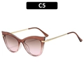 Cat-Eye-Sonnenbrille mit Gläsern mit Farbverlauf in Tee und goldenen Metallbügeln, Modell C5 - Verlauf-Tee Rahmen Tee-Rosa Gläser (C5)