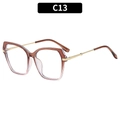 Vintage square sunglasses with brown to pink gradient frames and slim gold metal temples - Tea Pink Frame Clear Lens (C13)