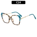 Retro square sunglasses featuring blue and tortoiseshell frame with gold metal temples - Tortoise Frame Clear Lens (C14)