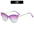Cat-Eye-Sonnenbrille mit lila Farbverlauf-Rahmen und strukturierten goldenen Bügeln - Verlauf-Violetter Rahmen Doppel-Violette Gläser (C8)