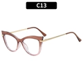 Cat-Eye-Sonnenbrille mit braun-transparentem Gestell und goldenen Metallbügeln Modell C13 - Verlauf-Tee Rahmen Weiße Gläser (C13)