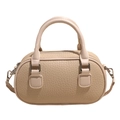 Borsa bowling beige trama litchi con doppi manici e chiusura lampo in metallo - Bianco Sporco - Senza Pendente