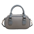 Deep grey litchi texture leather bowling bag with blue handles and gold hardware - Blue - Without Pendant