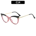 Cat-Eye-Brille C14 mit schwarzem Oberrahmen und rotem Netzunterrand mit goldenen Bügeln - Schwarz-Roter Rahmen Weiße Gläser (C14)