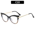 Cat-Eye-Sonnenbrille mit schwarz-braunem Farbverlauf und goldenen Metallbügeln C10 - Schwarz-Tee Rahmen Weiße Gläser (C10)