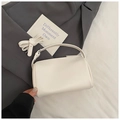 White lychee pattern mini cylinder bag with adjustable strap in minimalist chic style - No Pendant / White