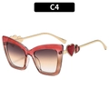 Gafas de sol cat-eye con lentes degradados marrones y patillas doradas de corazón - Montura Té Rojo Lente Gris Té
