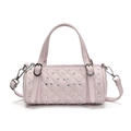 Rosafarbene Zylindertasche mit Diamant-Steppung und silberfarbenen Metallelementen - Rosa