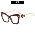 Cat eye glasses in tortoiseshell finish with gold metal temples and heart-shaped details - Demi Frame Clear Lens