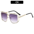 Fashion oversized gold frame sunglasses with purple gradient lenses and C4 variant - Gold Frame Gradient Gray Lens