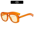 Oversized retro pilot sunglasses with bright orange frame and yellow transparent lens - C3-Orange Frame Champagne Lens