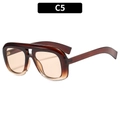 Oversized double bridge sunglasses in C5 gradient brown frame and orange lenses - C5-Gradient Tea Champagne Lens