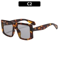 Retro oversized square tortoiseshell sunglasses with dark grey lenses for fashion - C2 Tortoiseshell Frame Light Grey Lens