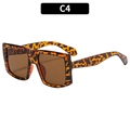 Retro oversized square sunglasses featuring leopard print frame and brown tinted lenses - Leopard Frame Tea Lens