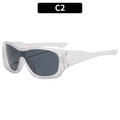 Sporty oversized shield sunglasses featuring matte translucent white frame and dark grey lenses - Matte White Frame Gray Lens (C2)