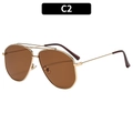 Klassieke goudkleurige aviator zonnebril met bruine gepolariseerde glazen en dubbele brug - Gouden Frame Donkere Thee Lenzen (C2)
