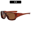 Outdoor sports sunglasses with amber frame and brown UV lenses in a wrap-around style - Dark Tea Frame Tea Lens (C3)