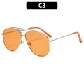 Modieuze pilotenzonnebril met dubbele brug, gouden metalen montuur en oranje glazen - Gouden Frame Oranje Lenzen (C3)