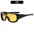 Sport sunglasses with black frame and yellow lenses for outdoor cycling and night driving - Black Frame Yellow Lens (C4)