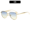Fashion aviator sunglasses with gold metal double bridge and blue yellow gradient lenses C5 - C5-Gold Frame Blue Brown Gradient Lens
