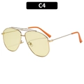 C4 Klassieke aviator zonnebril met goudkleurig metalen frame en lichtgele glazen - Gouden Montuur Lichtbruine Glazen (C4)