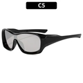 Lunettes de soleil sportives, monture noire brillante et verres miroir argentés, C5 - Monture Noire Verre Miroir Argent (C5)