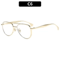 Classic gold double-bridge aviator sunglasses with clear lenses and slim metal frame C6 - C6-Gold Frame White Lens