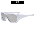 Lunettes de soleil sportives blanches oversize avec verres gris et monture mate - Monture Blanc Plein Verre Miroir Argent (C6)