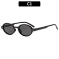 Gafas de sol ovaladas retro con montura negra, lentes grises y detalles de tachuelas plata - Montura Negra Lente Gris