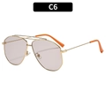 Modern aviator sunglasses featuring gold metal frame and vibrant orange temple tips - Gold Frame Light Grey Lens (C6)