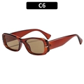 Retro amber tortoiseshell rectangular sunglasses with brown lenses and wide temples - Dark Tea Frame Light Tea Lens