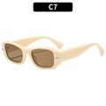 Retro square frame sunglasses in creamy beige finish with dark brown tinted lenses - Beige Frame Tea Lens