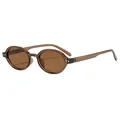 Gafas de sol ovaladas retro con montura color té, lentes marrones y tachuelas - Montura Té Transparente Lentes Té