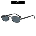 Classic vintage square sunglasses with black frames and dark grey lenses, C1 variant - Black Frame Grey Lens
