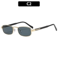 Retro square metal sunglasses with gold frame and dark gray lenses, style C2 - C2-Gold Frame Grey Lens