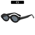 Occhiali da sole ovali bubble neri lucidi con lenti grigio scuro modello C1 - Montatura Nera Lenti Grigie